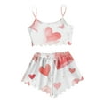 thumbnail image 3 of Xmyrz Valentine's Day Two Piece Pajama Set For Women Lightweight Spaghetti Strap Sleeveless Fresh Nightdress Relaxed Shorts Set Casual Sleepwear Pj Outfit Sets, 3 of 5