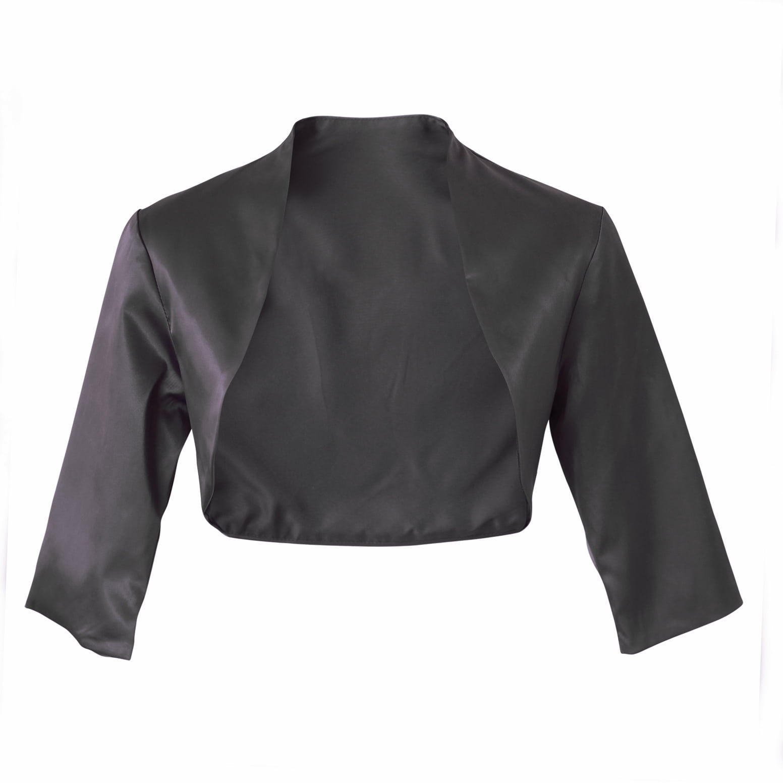 Women Top Satin Ruffle Bolero Shrug Jacket Three Quarter Length Sleeve S/M/L/XL 