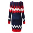 thumbnail image 3 of Women Christmas Outfit Women's Festive Holiday Printed Mini Dress with Long Sleeve Round Neck Above Knee Casual Fit Blue L, 3 of 6