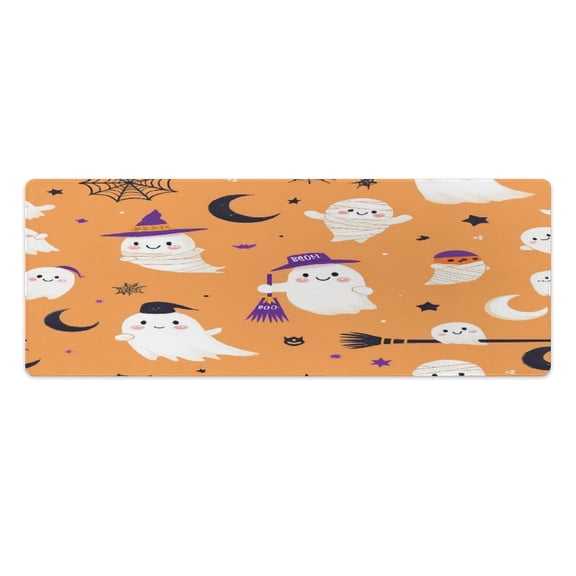 Cute Ghosts Halloween Print 2 PCS Anti Fatigue Rugs Pvc Non Skid Waterproof Floor Mat Cushioned Comfort Standing Kitchen Mats for Floor