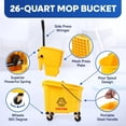 thumbnail image 2 of Commercial Mop Bucket with Wringer on Wheels, Heavy Duty Industrial Mop Bucket and Wringer, Side-Press Bucket with Wringer Set for Home Office Restaurant Business, 26-Quart Yellow, 2 of 9