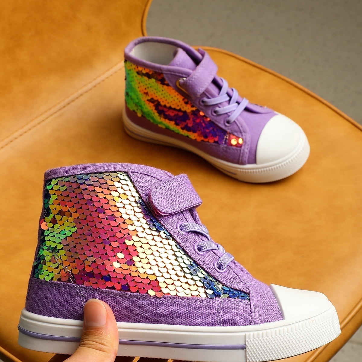 Kushyshoo Purple High Top Girls Toddler Sneakers photo 3