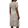 thumbnail image 4 of Summer Dresses for Women, V-Neck Short Sleeve Elastic Waist A-Line Casual Cocktail Dress Khaki 3XL, 4 of 4