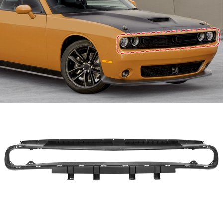 Kojem Grille Reinforcement for 2015-2023 Dodge Challenger 68258750AC CH1223103 Front Upper Grill Replacement Plastic (ABS) Black