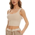 thumbnail image 5 of Women Basic Crop Tank Top Sexy Sleeveless Racer Back Ribbed High Neck Tops, 5 of 6