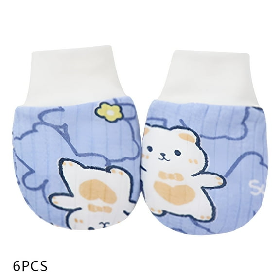 TELOLY 6Pcs Baby Mittens,Soft Touch Baby Mittens Newborn,Safe and Comfortable Newborn Mittens,Style1