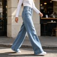 thumbnail image 7 of Vivianyo HD Women's Mid‑Rise Wide Leg Jeans with Pockets, Full‑Length Casual Pants For Women, Sizes XXS-XL, 7 of 7