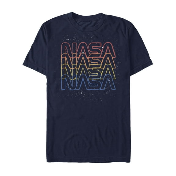 Men's NASA Rainbow Repeat Logo Graphic Tee Navy Blue Medium