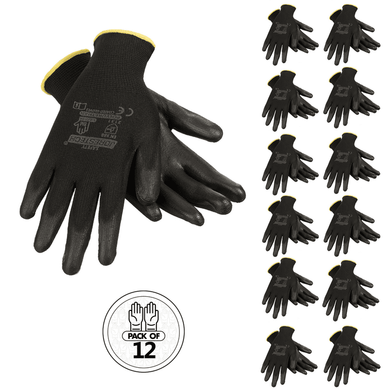 Work Gloves with Textured Firm Grip Coating LARGE SIZE -8 Pack