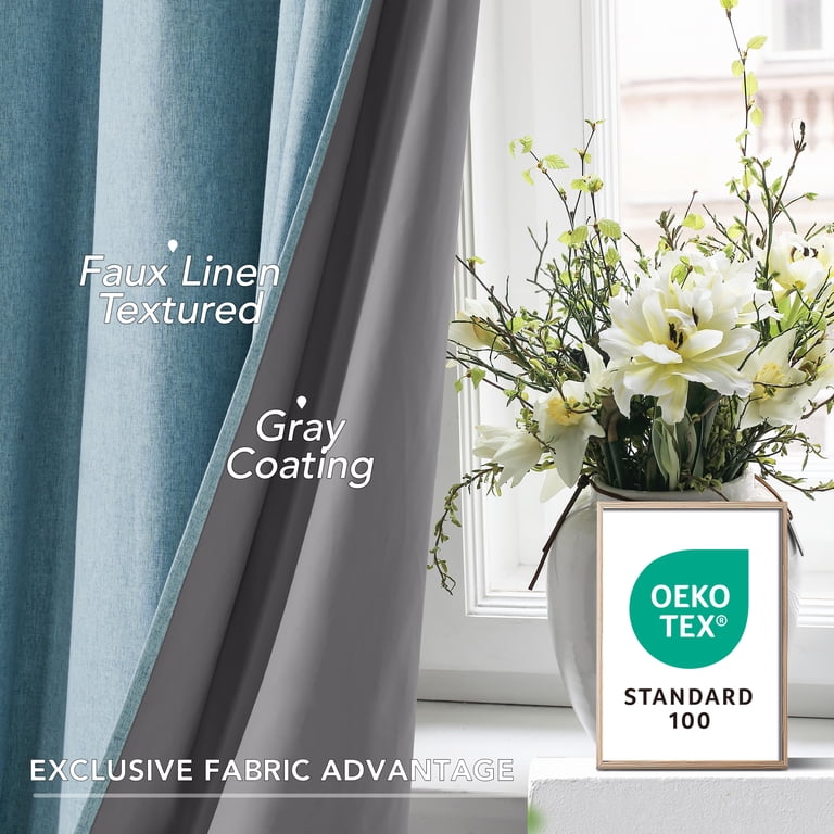 Deconovo 100% Blackout Grommet Curtains, 52" x 84", Teal, 2 Panels photo 4