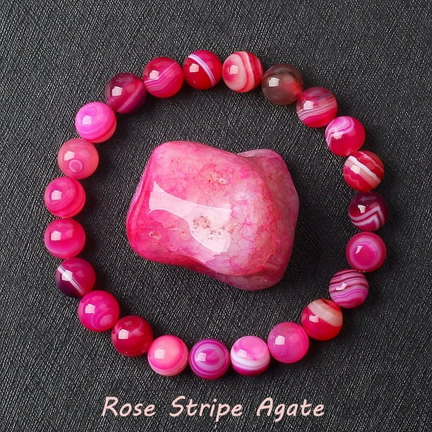 Original Pink Rose Powder Crystal Quartz Bracelets for Women Natural Stone Stretch Bracelets Homme Purify Soul Jewelry Pulsera