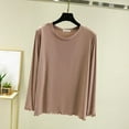 thumbnail image 4 of SELONE Long Sleeve Undershirt for Women Thermal Shirt Crewneck Tops Soild Tight Winter Underwear Clothes Brown, 4 of 8