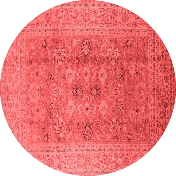 Ahgly Company Indoor Round Oriental Red Industrial Area Rugs, 5' Round