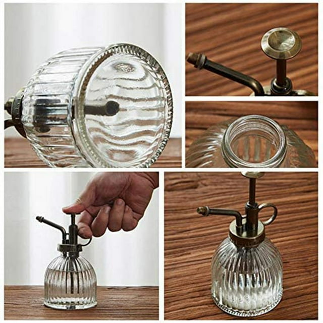 Botella de vidrio Retro para plantas, pulverizador con bomba superior de plástico, botella pulverizadora de vidrio para riego, herramienta de riego para jardín