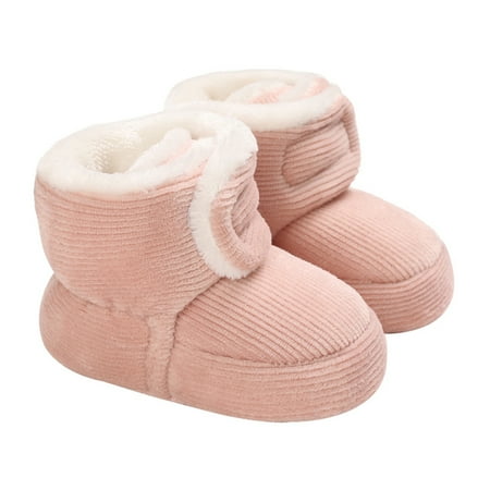 

ELF Infant Winter Snow Boots Solid Color Warm Baby First Walker Shoes for Christmas Baby Shower