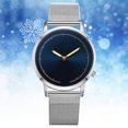 thumbnail image 2 of Reloj de negocios simple de moda para hombres y mujeres Reloj de pulsera con banda de aleación de cuarzo (plateado y azul), 2 of 3