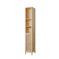 thumbnail image 6 of LUMAMIN Narrow Bathroom Storage Cabinet, Thin 65" Tall Bamboo Cabinets Corner Pantry with 4 Shelves & Open Compartment for Bedroom, Small Spaces, 10.6x13x64.6 inches, 6 of 9
