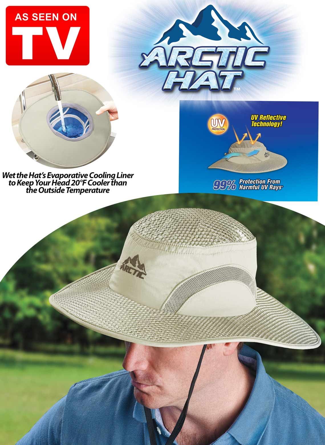 Arctic Hat Evaporative Cooling Hat with UV Protection keep you 20