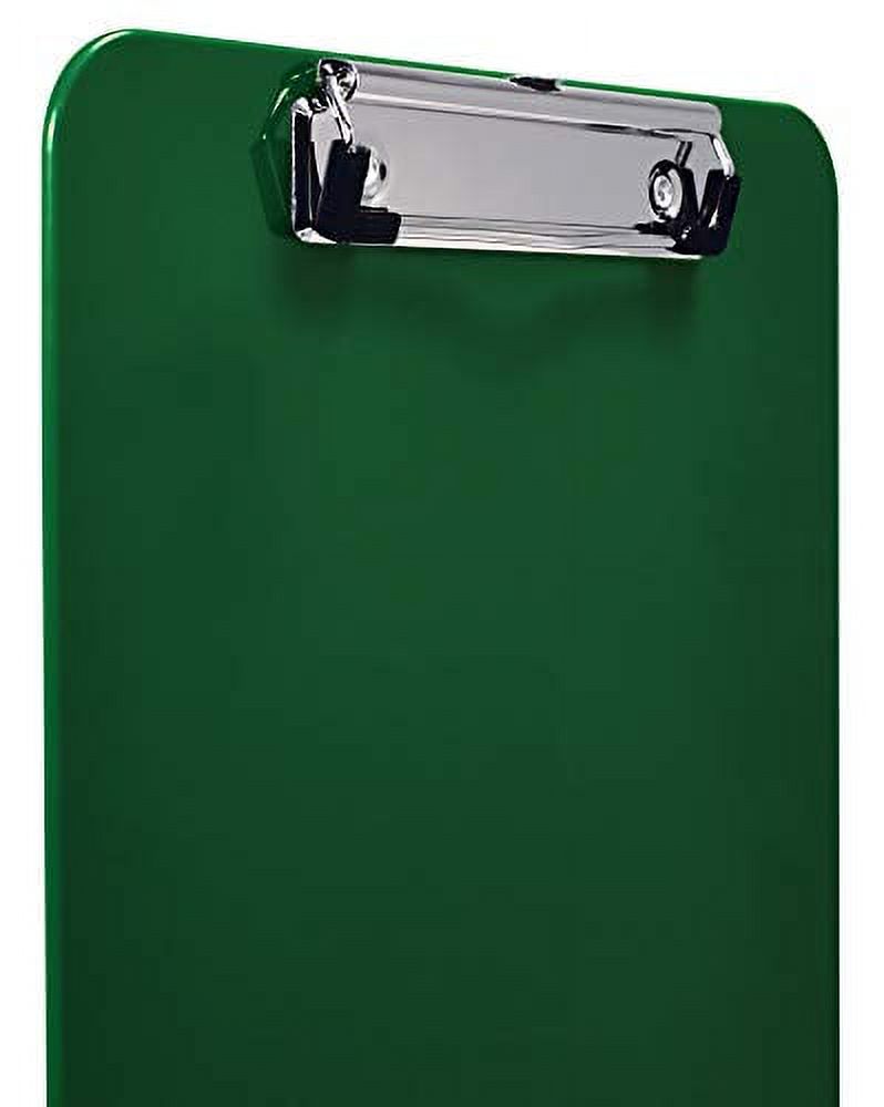 Green Plastic Clipboards, 12 Pack, 12.5 x 9 Inch, Low Profile Clip, by Better Office Products, Green, Set of 12