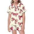 thumbnail image 1 of Ensemble de Pyjama en Soie pour Filles Garçons Manches Courtes Imprimé Pyjamas Boutonnés Ensemble de Pyjamas Décontractés Pyjamas Filles Garçons Filles Mode, 1 of 5