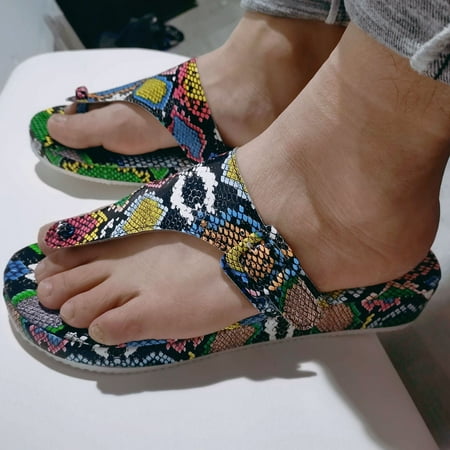 

Tangnade House Slippers for Women Fashion Casual Large Size Beach Flip Toe Wedge Sandals And Slippers