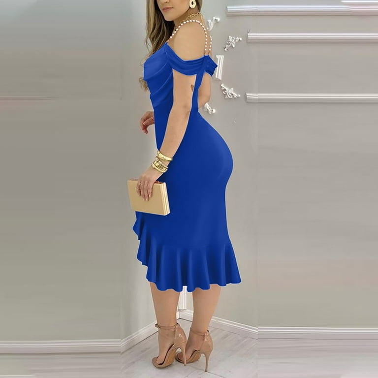 strapless open back dress Sexy Blue Mermaid Prom Dresses,Open Back Long Evening Party Dress fg42 –  formalgowns main image 0