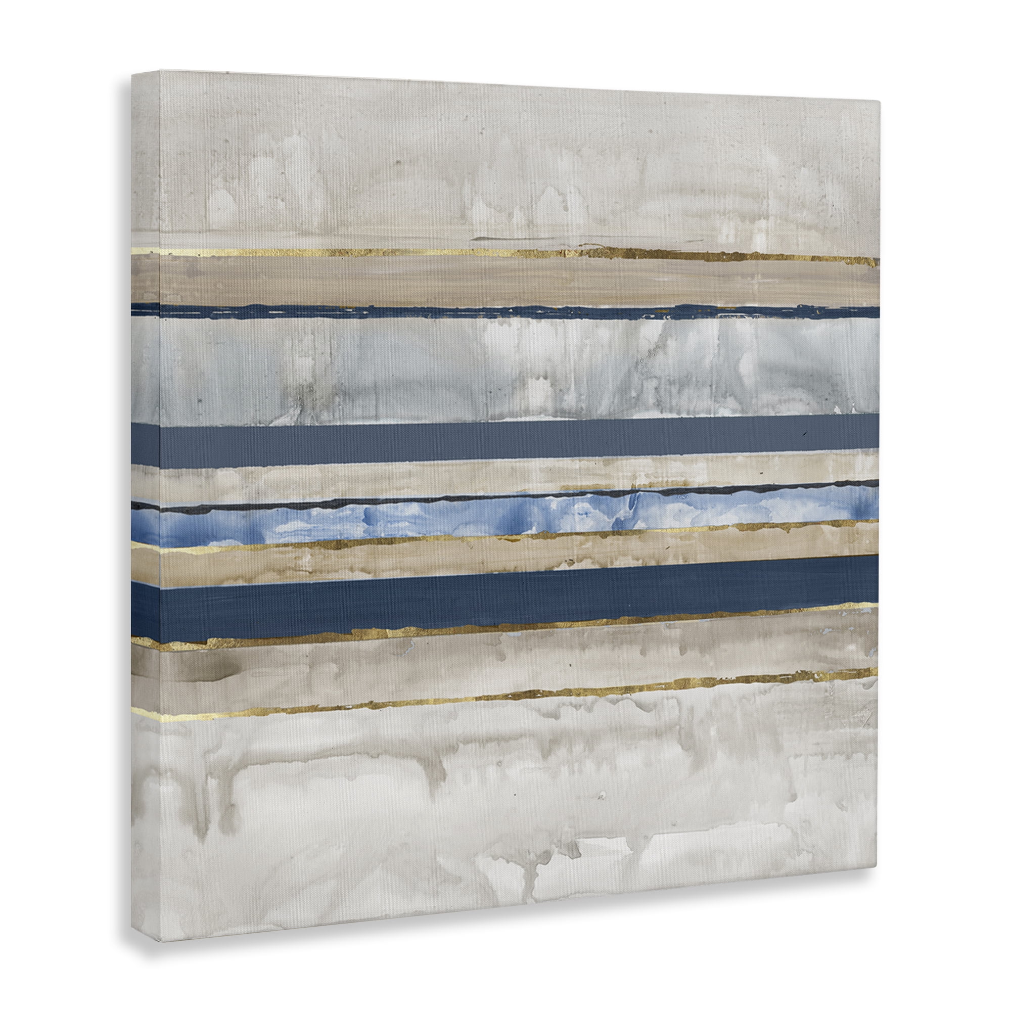 Stupell Industries Nautical Tone Stripes Abstract Painting Wrapped Canvas Art Print Wall Art, 17 x 17