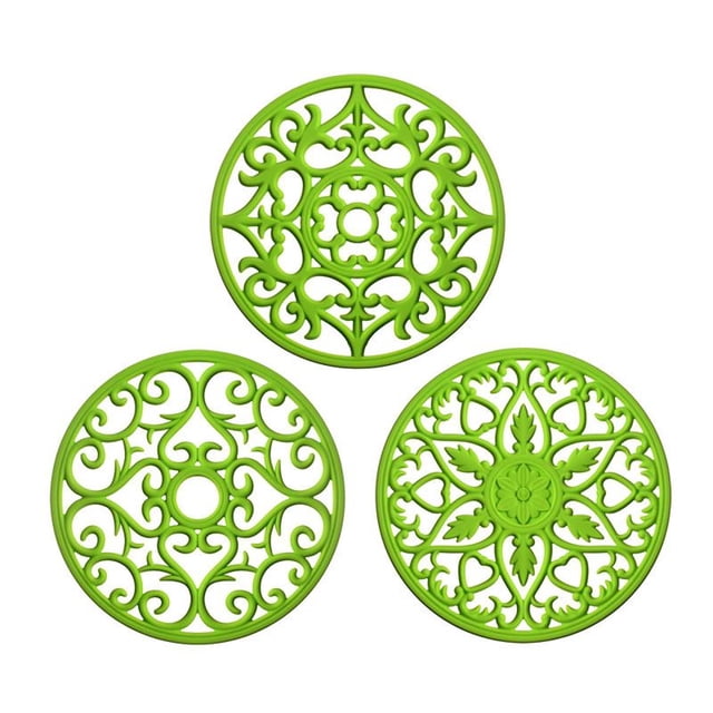 Cateissary 3 soportes para ollas de silicona resistentes al calor, ligeros y seguros para platos calientes, almohadillas calientes, encimeras de Mostrada verde 20 centímetros