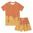 thumbnail image 3 of MEZZALL Sunny Summer Kids 2 Piece O-Neck Short Sleeve T Shirt And Shorts For Boys Playwear Outfit Ice Cream Print Comfortable Boho Clothes Sets, 3 of 4