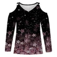 thumbnail image 4 of LEAVINGSUO Fall Winter V Neck Long Tops for Women, Womens Tops Clearance Women Sexy T- Shirt Cold Shoulder Pullover Blouse V-Neck Long Sleeve Print Tops, 4 of 5