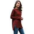 thumbnail image 2 of Innerwin Tee Col Rond Femme T Shirt Quotidien Couleur Unie T-shirt Ample Rouge Vin TTG, 2 of 4