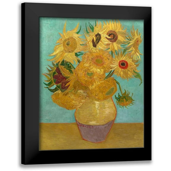 Van Gogh, Vincent 12x14 Black Modern Framed Museum Art Print Titled - Sunflowers 1889