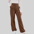 thumbnail image 2 of Girls Flare Leggings with Side Pockets and Elastic Waistband – Bell Bottom Athletic Pants for Active Kids,Coffee 11-12 Years, 2 of 7