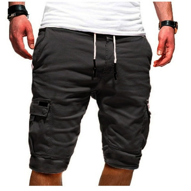 DPTALR Men's Sport Pure Color Bandage Casual Loose Sweatpants Drawstring Shorts Pant