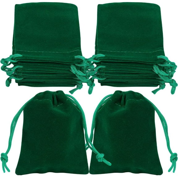 Velvet Jewelry Drawstring Gift Bags Rectangle Dark Green 9x7x0.35cm about 25pcs/bag
