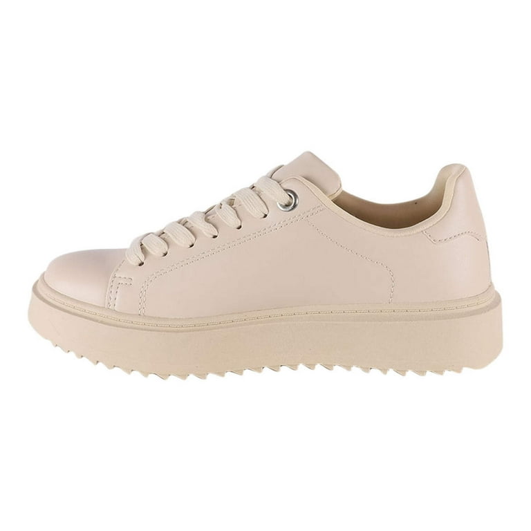 Steve Madden Charlie Sneaker Donna Bianco – Piattaforma Con Dettagli Perline Finte, Colletto Contrasto, Tacco 1.5 Pollici (36.5 EU)