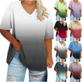 thumbnail image 2 of Pluse Size Tops for Womens V-Neck Short Sleeve Sports Blouses Solid Summer Oversized T-shirt, 2 of 4