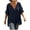 Navy, variant on Diufon Linen Shirts for Women Dolman Short Sleeve Button Notch-Neck Pullover Casual Loose Crinkle Gauze Blouses