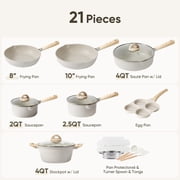 CAROTE 21 PCS Pots and Pans Set Non Stick, Cookware Set Induction Ready, Kitchen Cooking Set, Beige