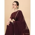 thumbnail image 6 of Women Wine Embroidered Georgette Saree with Net Blouse Piece - 18340912, 6 of 7