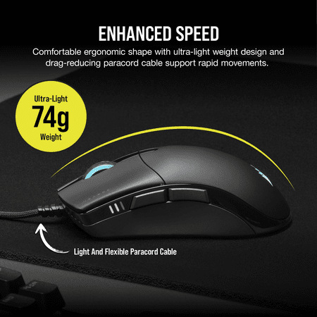 CORSAIR - CHAMPION SERIES SABRE RGB PRO Lightweight Wired Optical Gaming Mouse with 69g Ultra-lightweight design - Black
