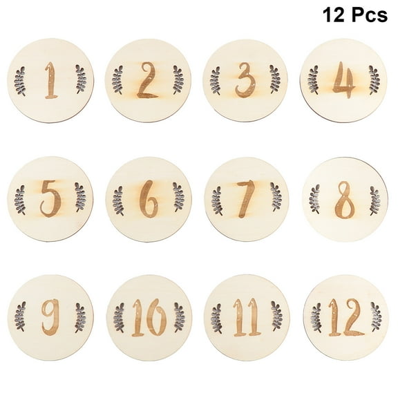 unbranded 12pcs Baby Birth Month Number Cards Birthday Creative Infant Commemorate Milestone Photography Props (Leaves Numbers)