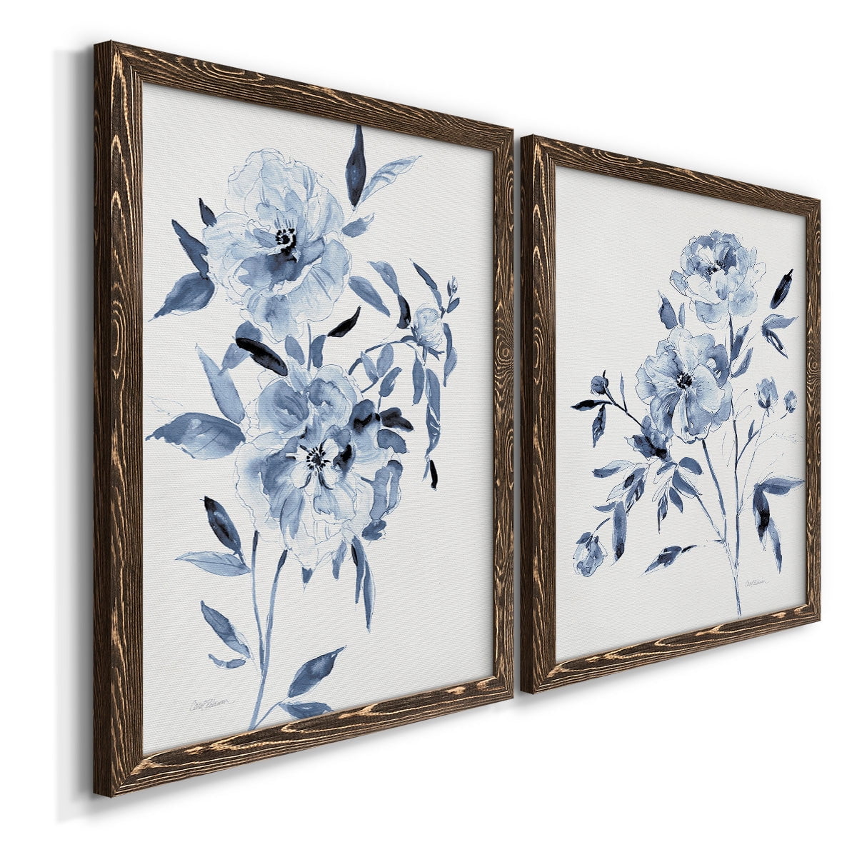 Inky Chickory Botanical I - Premium Framed Canvas 2 Piece Set - Ready to Hang