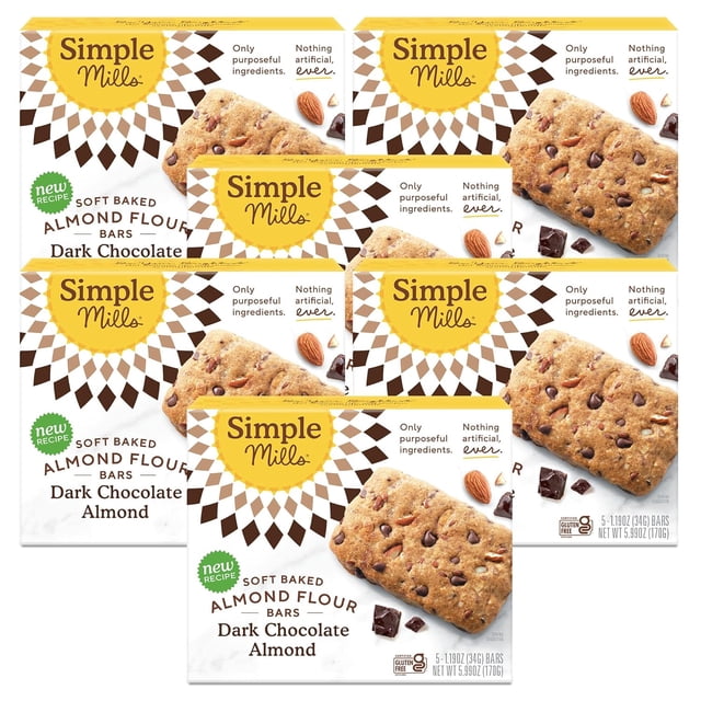 Almond Flour Snack Bars, Peanut Butter Chocolate Chip - Gluten Free, Made with Organic Coconut Oil, Breakfast Bars, Healthy Snacks, 6 Ounce (Pack of 1)
