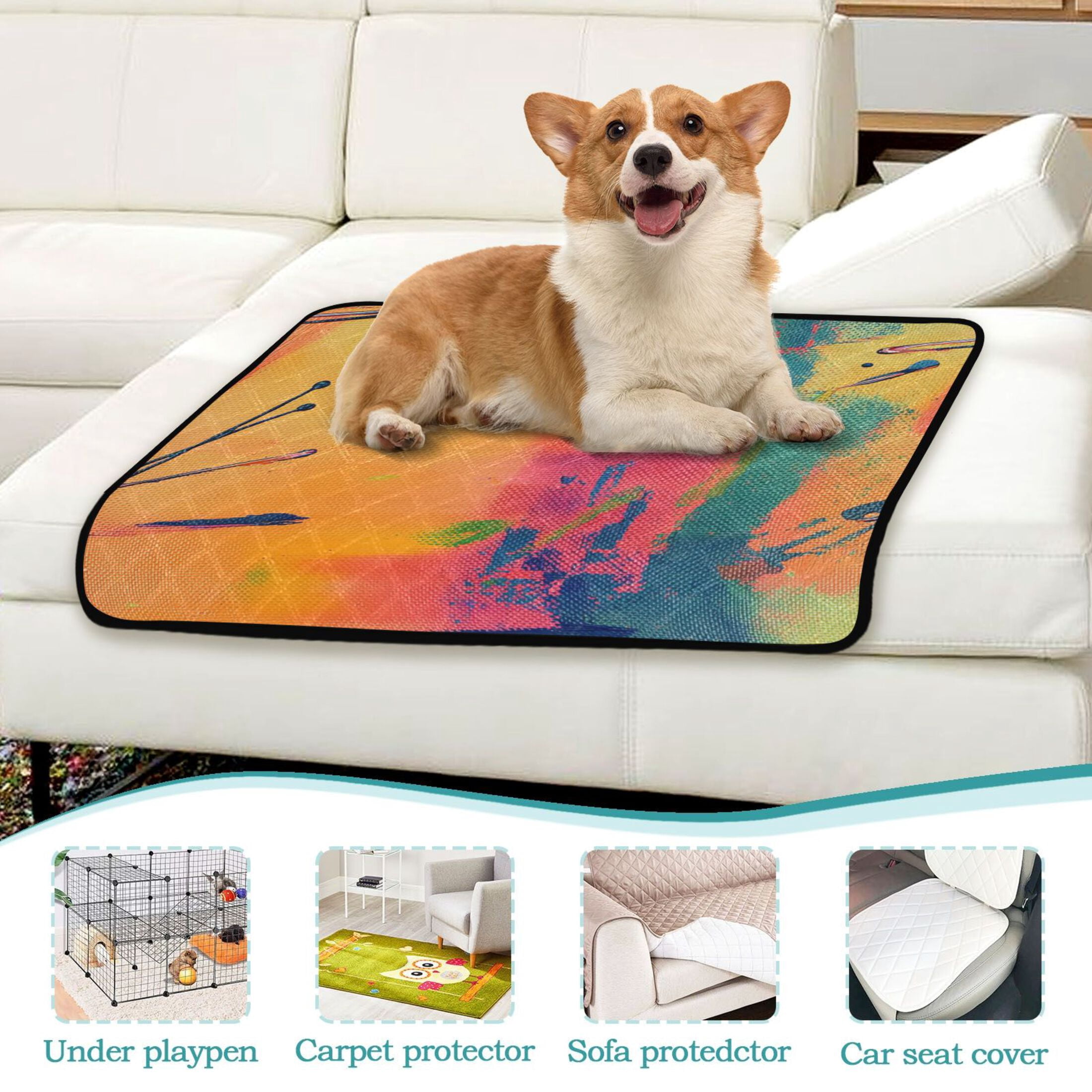 Washable Pet Pee Pads with Super Absorbent Reusable Training Pads for Dogs & Cats Abstract Painting with Bold Brushstrokes