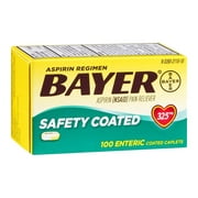 Bayer Aspirin Regimen Pain Relief, Enteric Safety Coated, 100 Caps, 6-Pack