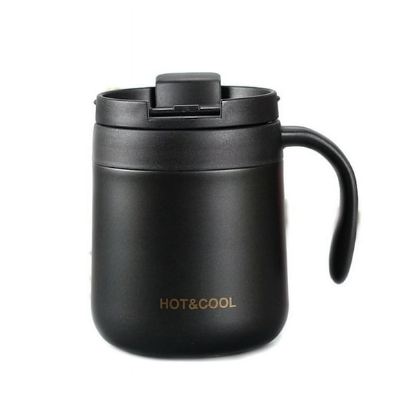 Coffee Mug Thermal Double-Walled Stainless Steel Drinking Cup with Handle and Lid Vac xc10071