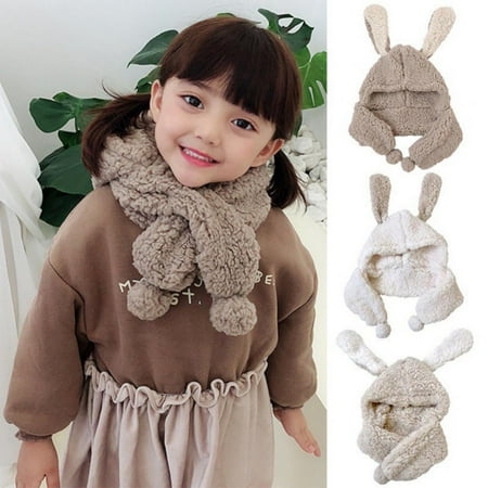

Xinhuaya Baby Girls Boys Winter Scarf Hat Warm Earflap Cap for Kids 2-8 Years