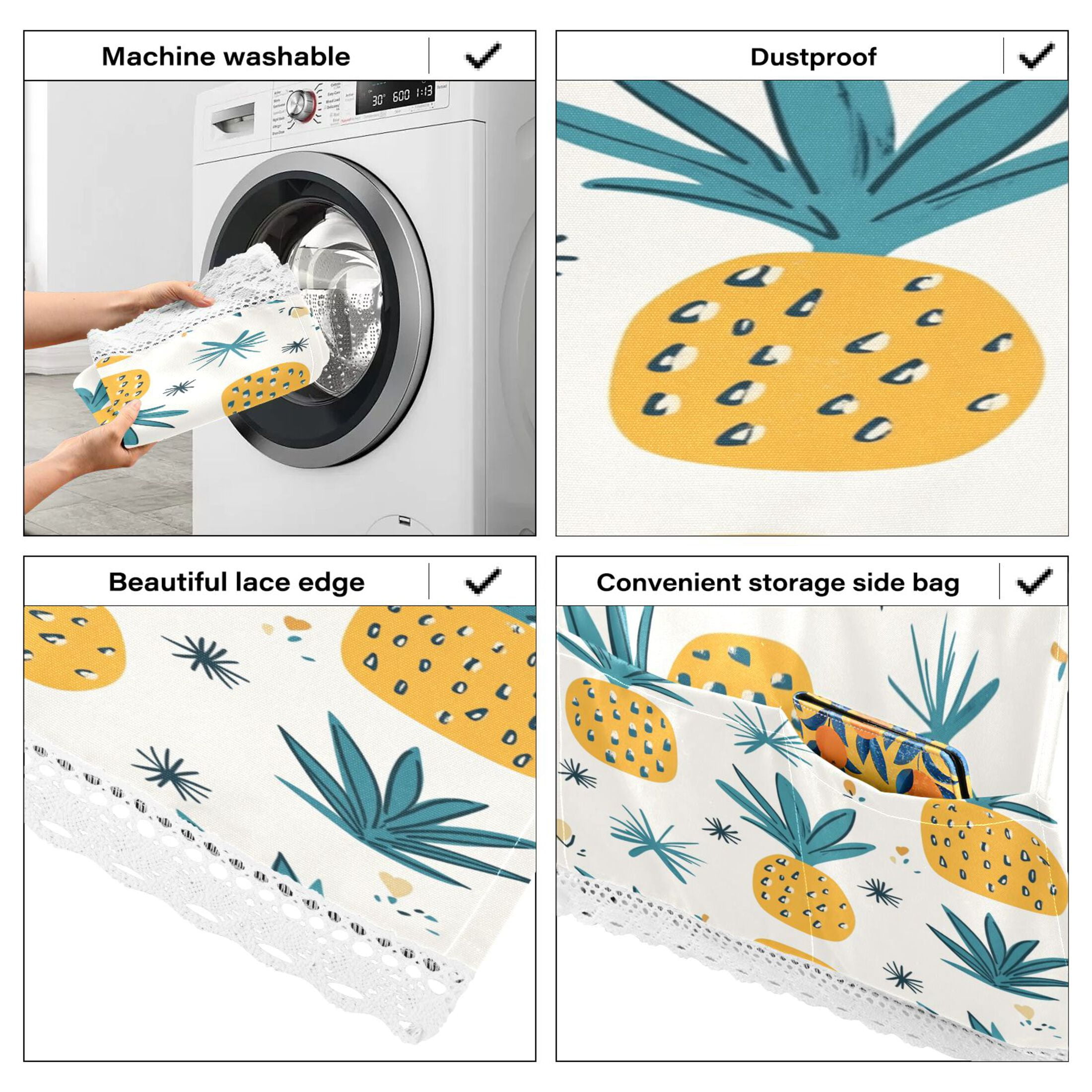 WOBOGO Illustration Of Pineapples with White Background Washing Machine Cloth Dryer Refrigerator Top Cover Protective Non-Slip Mat For Kitchen Laundry