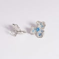 thumbnail image 3 of Elegant Women Flower Earrings for Women Sterling Silver Blue Stud Earrings Dainty CZ Simulated Blue Diamond Earrings for Women Mixed Cut Bridal Earrings Wedding Earrings, 3 of 5
